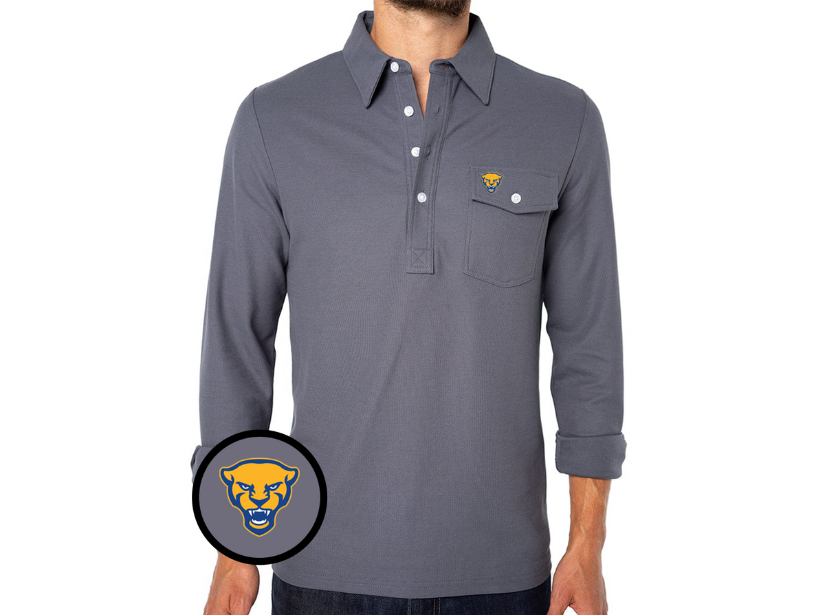 Pitt - Coach's Long Sleeve Players Shirt - Panther - Blue Steel