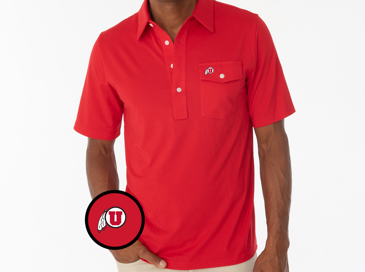 Criquet Utah in Coaches Players Shirt, Circle & Feather, Red, view 1