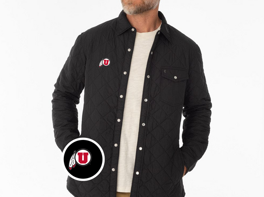 Criquet Utah Quilted Shacket in Circle & Feather, Black, view 1
