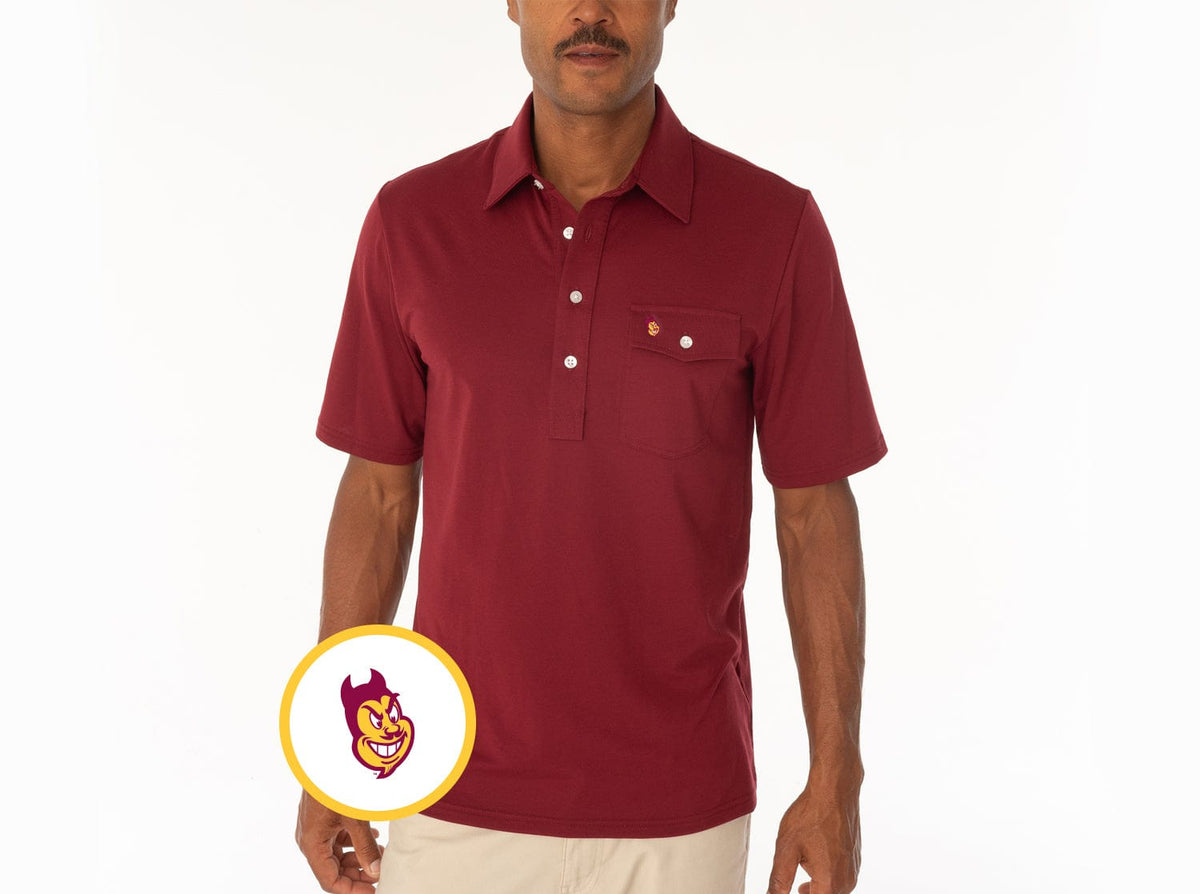 Criquet Arizona State in Coach's Performance Players Shirt, Sparky, Garnet, view 1