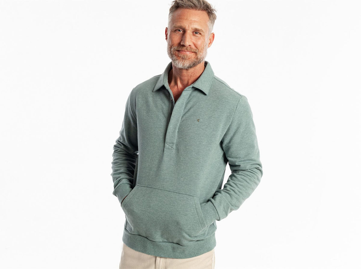 Criquet Collared Sweatshirt in Heather Lagoon, view 1
