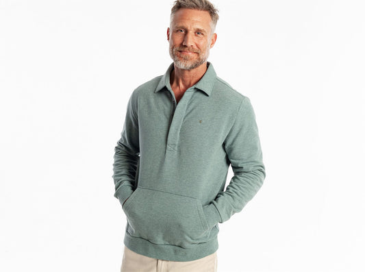 Criquet Collared Sweatshirt in Heather Lagoon, view 1