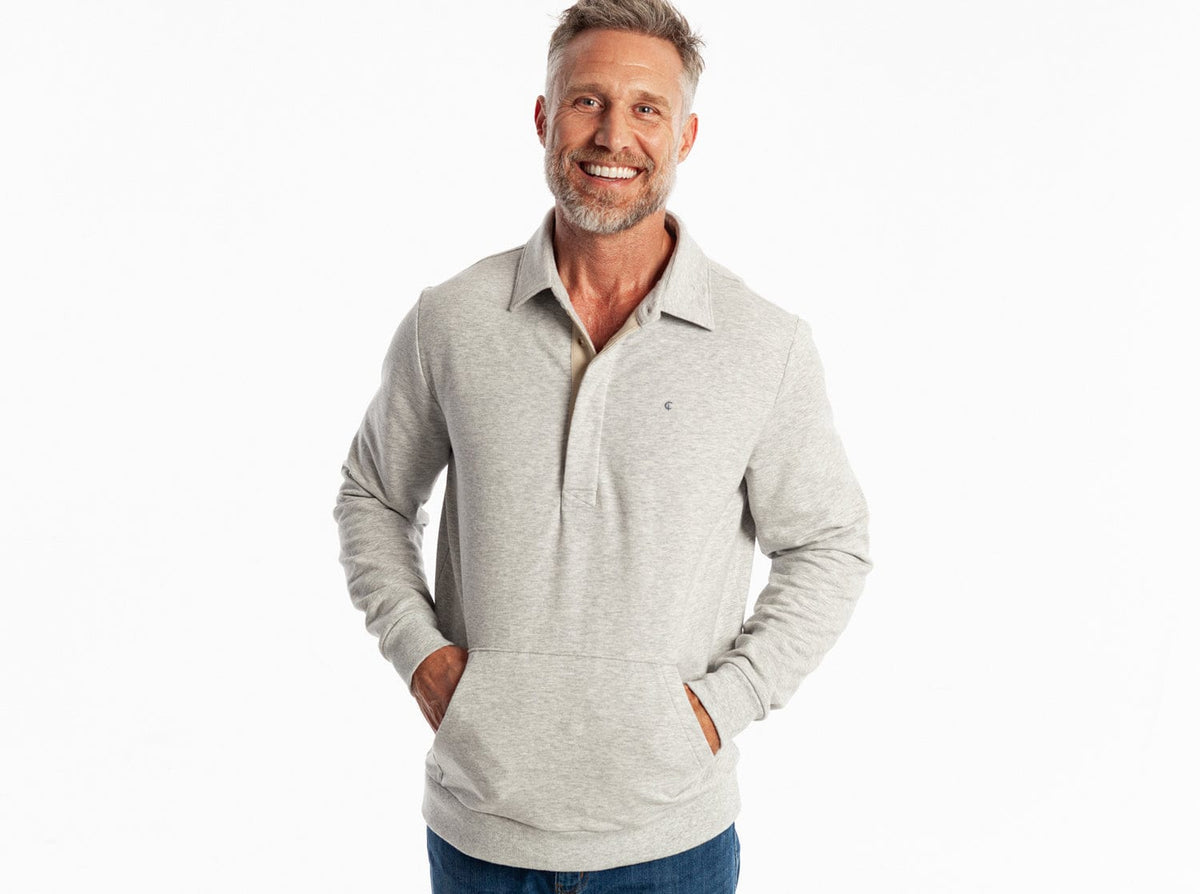 Criquet Collared Sweatshirt in Heather Light Gray, view 1