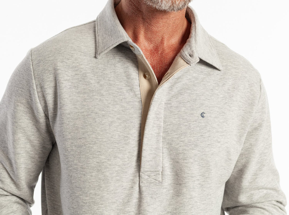 Criquet Collared Sweatshirt in Heather Light Gray, view 4