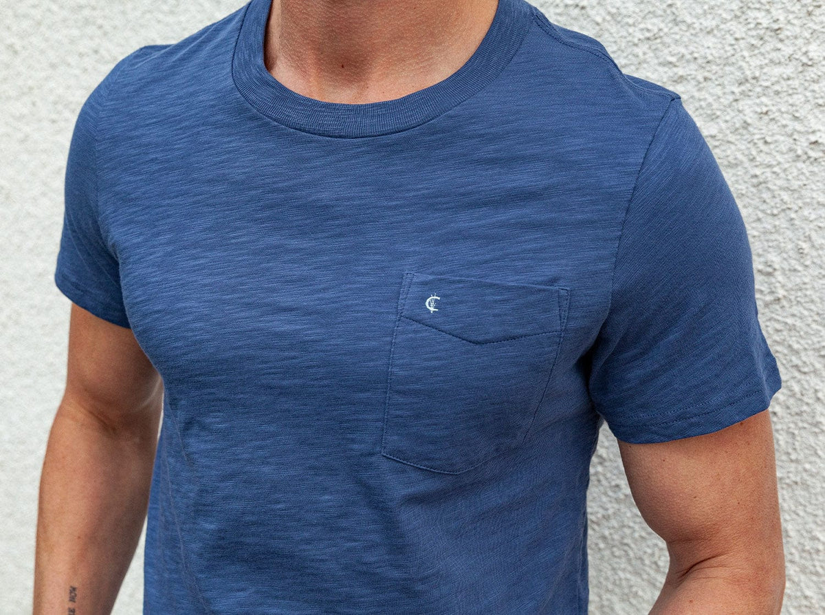 Criquet Slub Cotton Pocket T-Shirt in Vintage Indigo, view 2