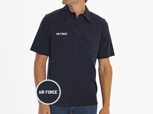 Air Force - Retro Coach's Players Shirt - Air Force Text - Black