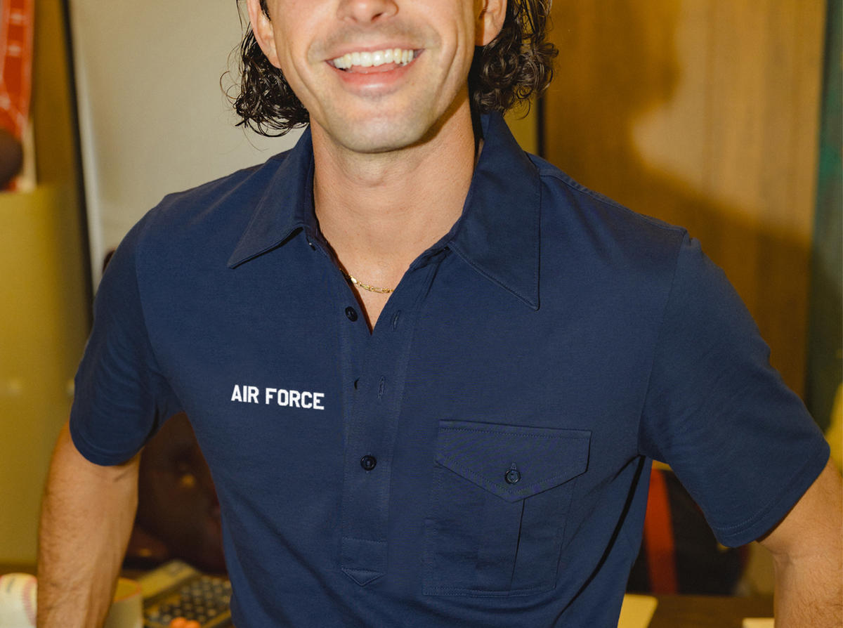 Air Force - Retro Coach's Players Shirt - Air Force Text - Navy