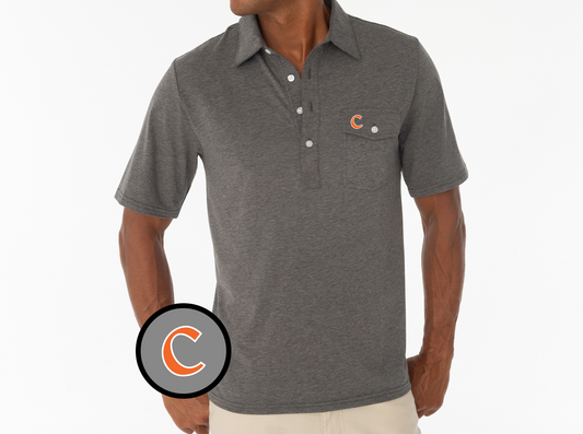 Criquet Clemson in Coaches Players Shirt, C, Heather Grey, view 1