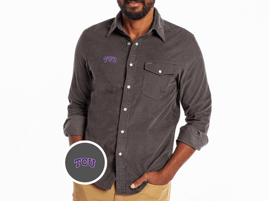 Criquet TCU Corduroy Pearl Snap in TCU, Charcoal, view 1