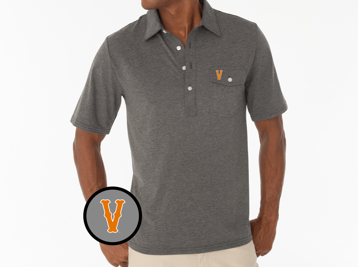 Criquet Virginia in Coaches Players Shirt, Vintage V, Heather Grey, view 1