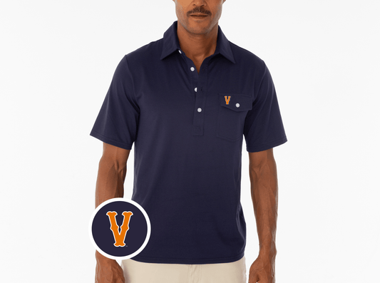 Criquet Virginia in Coaches Players Shirt, Vintage V, Navy, view 1