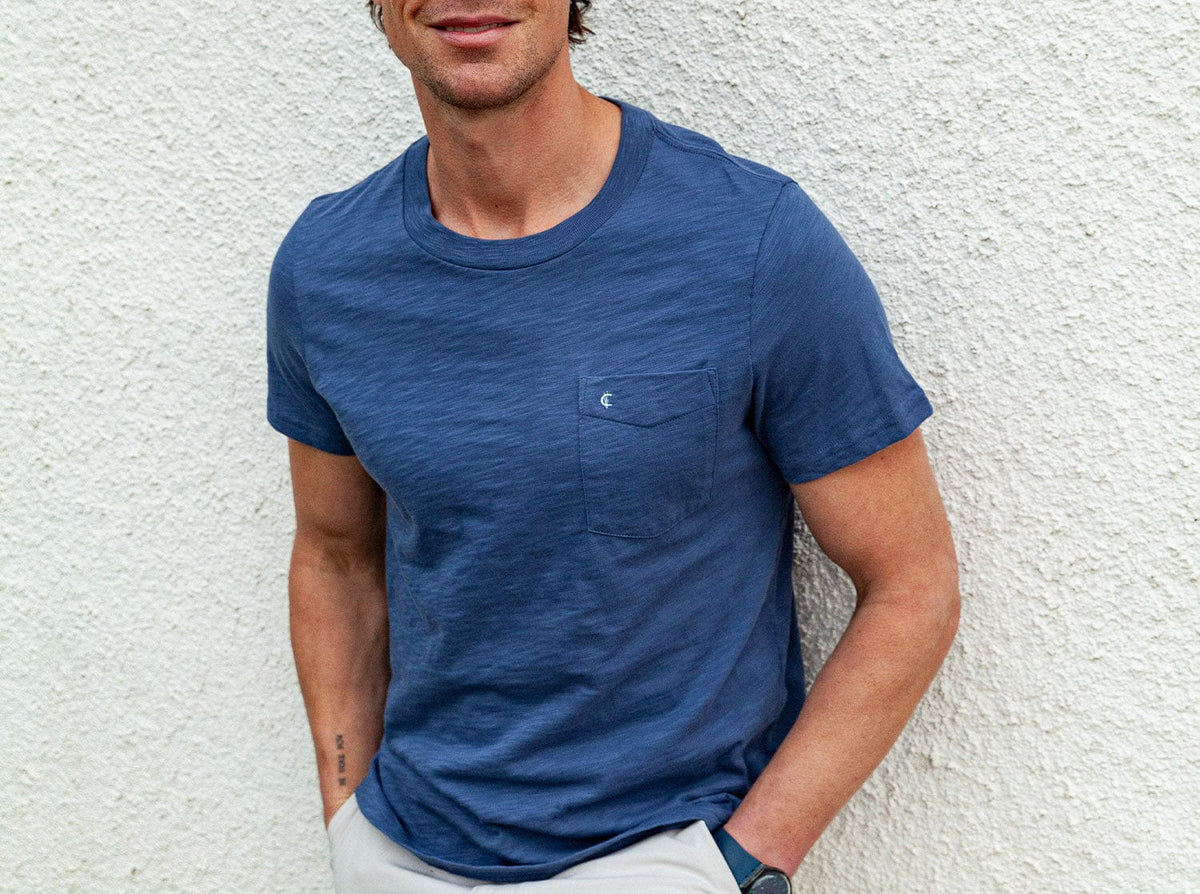 Criquet Slub Cotton Pocket T-Shirt in Vintage Indigo, view 1