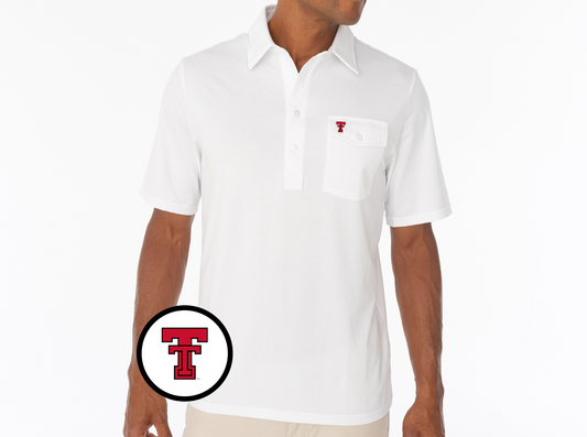 Criquet Texas Tech in Coaches Players Shirt, New Double T, White, view 1