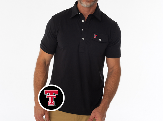 Criquet Texas Tech in Coaches Players Shirt, New Double T, Black, view 1