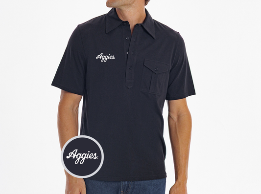 Texas A&M - Retro Coach's Players Shirt - Aggies Script - Black