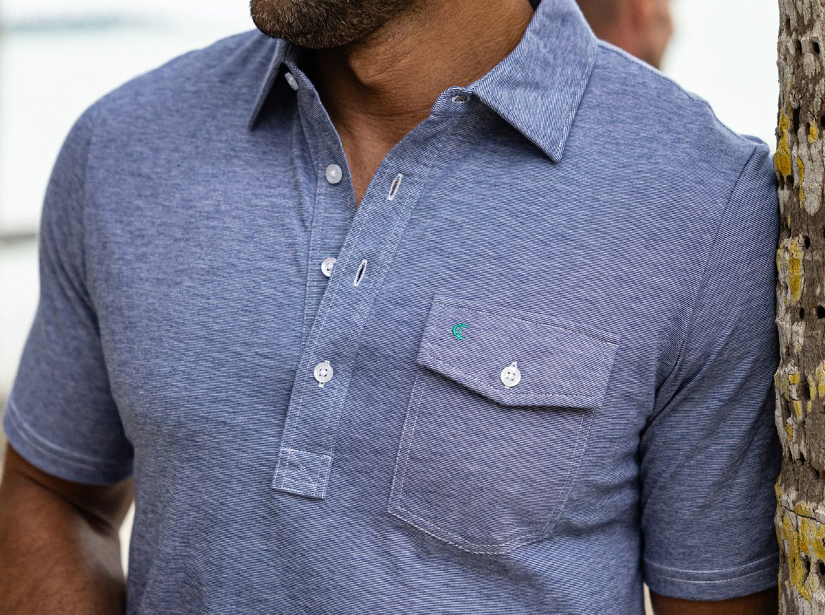 Criquet Classic Players Shirt in Navy Microstripe, view 5