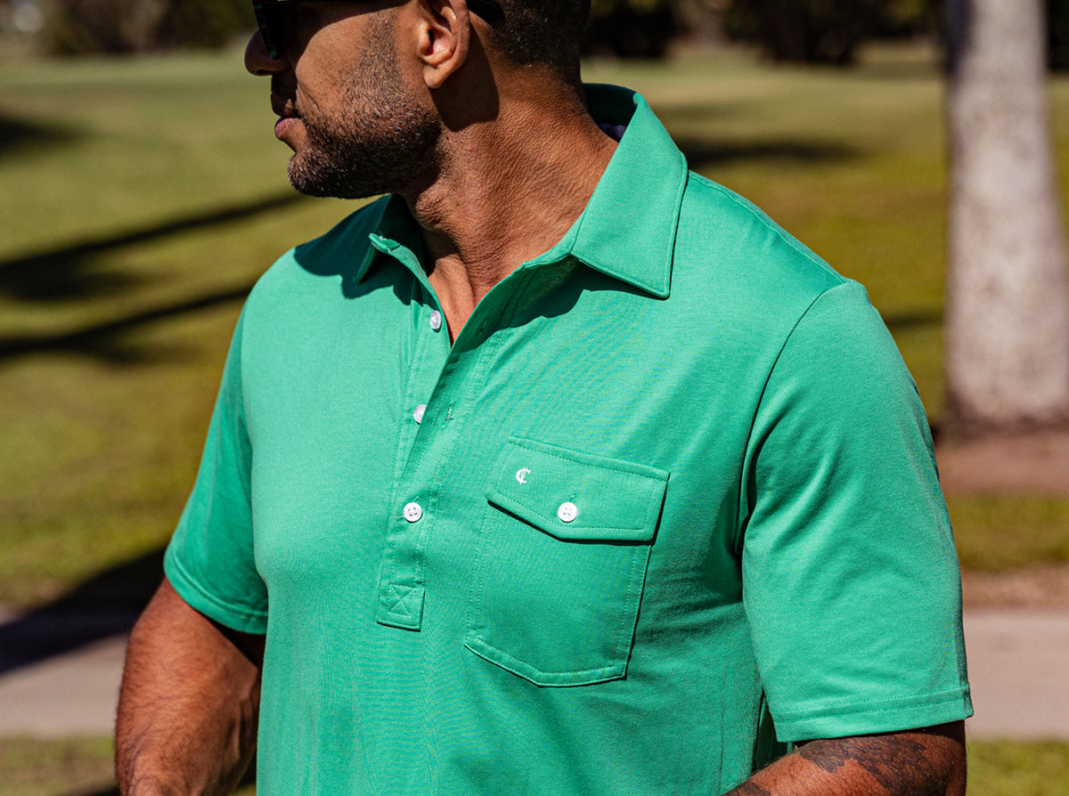 Criquet Performance Players Shirt in Golf Green, view 5