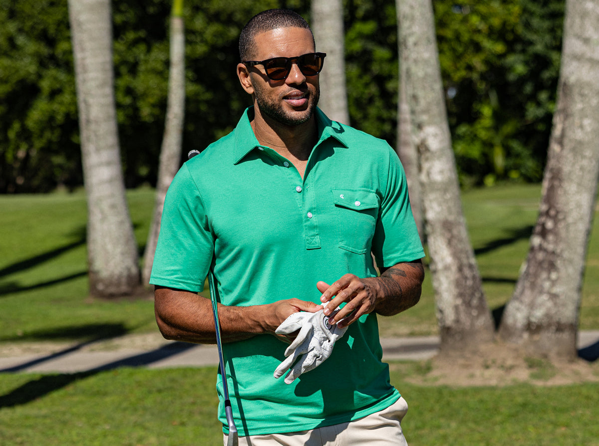 Criquet Performance Players Shirt in Golf Green, view 6