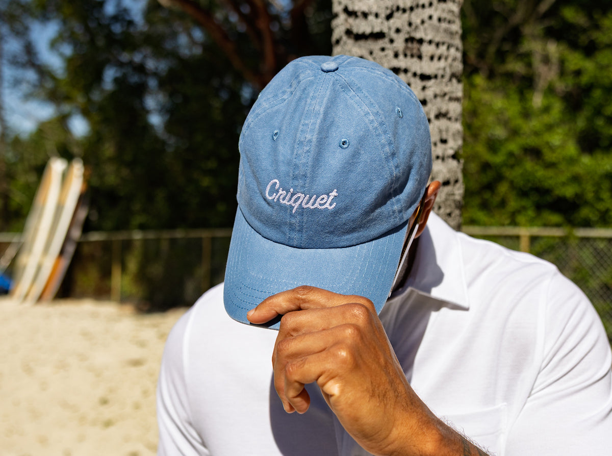 Dad Hat in Criquet Script, Washed Navy Twill, view 2