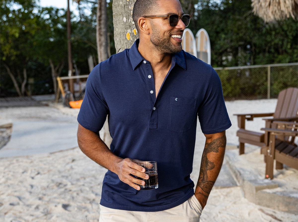 Criquet Top-Shelf Players Shirt in Navy Blue, view 4