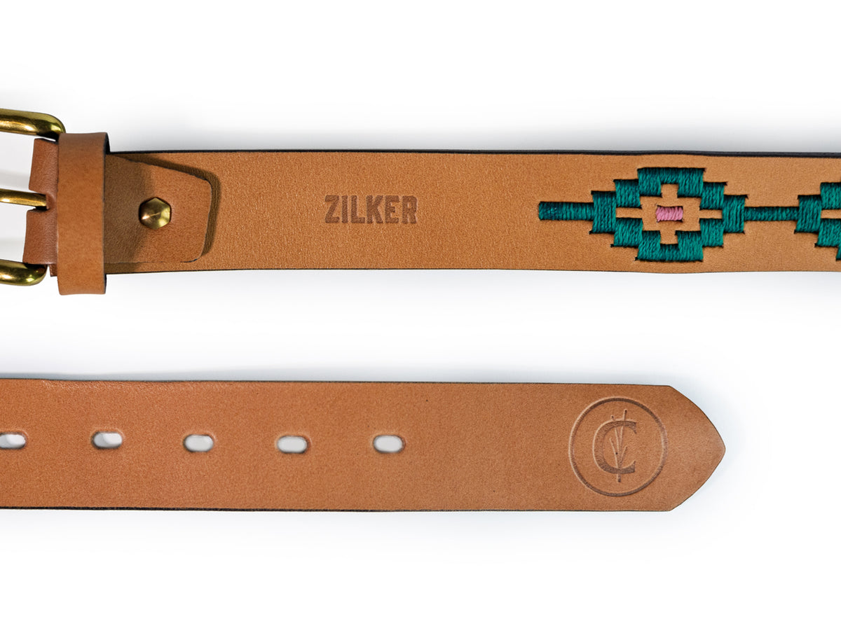 Criquet x Zilker Belts in Gaucho Belt, Green/Pink, view 2