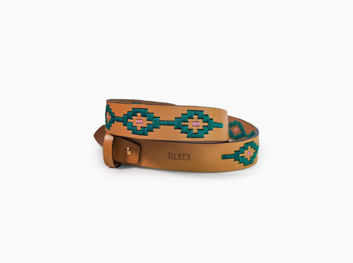 Criquet x Zilker Belts in Gaucho Belt, Green/Pink, view 1