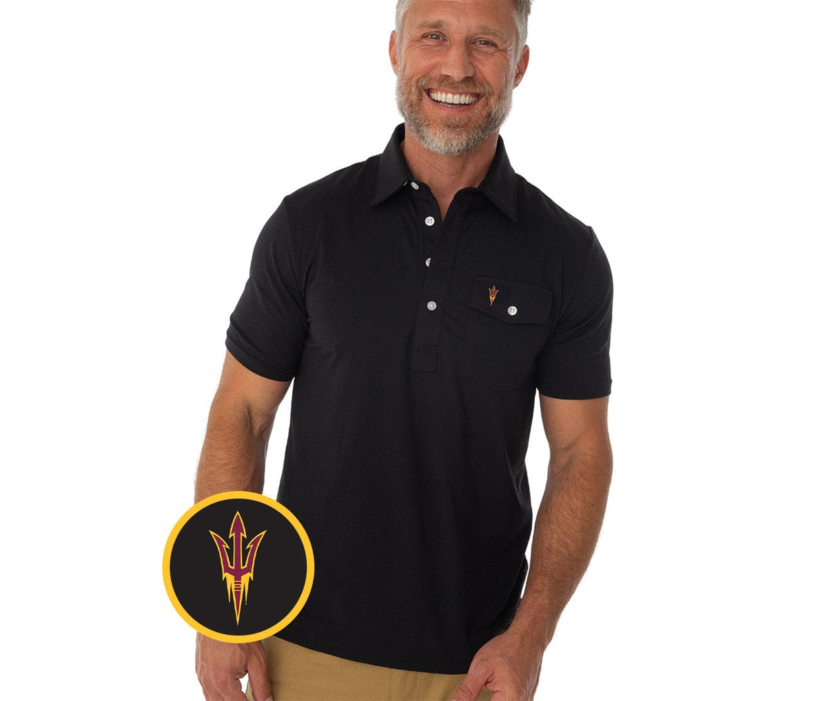 Criquet Arizona State in Coach's Performance Players Shirt, Pitchfork, Black, view 1
