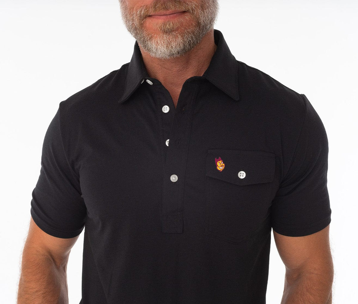 Criquet Arizona State in Coach's Performance Players Shirt, Sparky, Black, view 3
