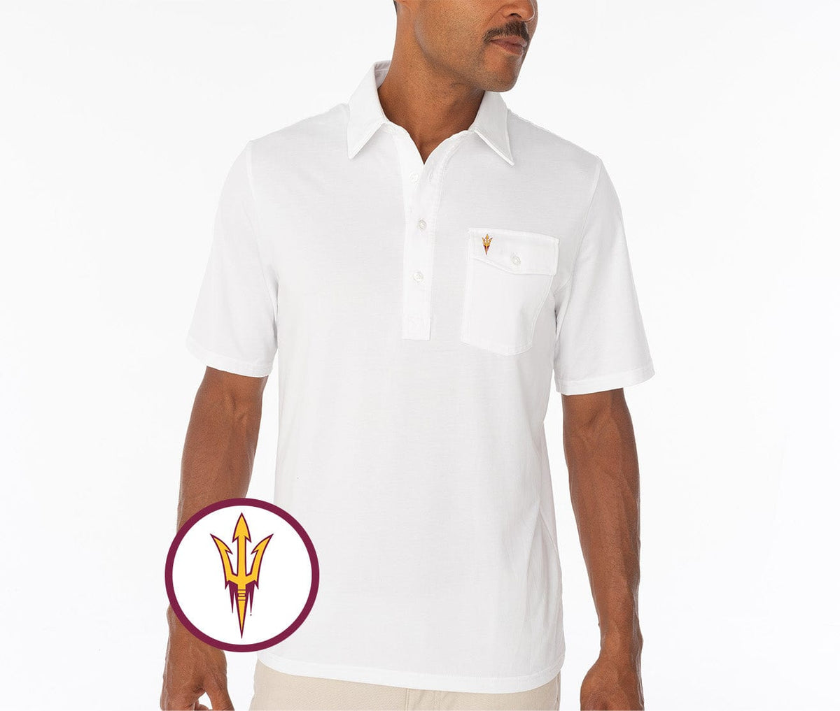 Criquet Arizona State in Coach's Performance Players Shirt, Pitchfork, White, view 1