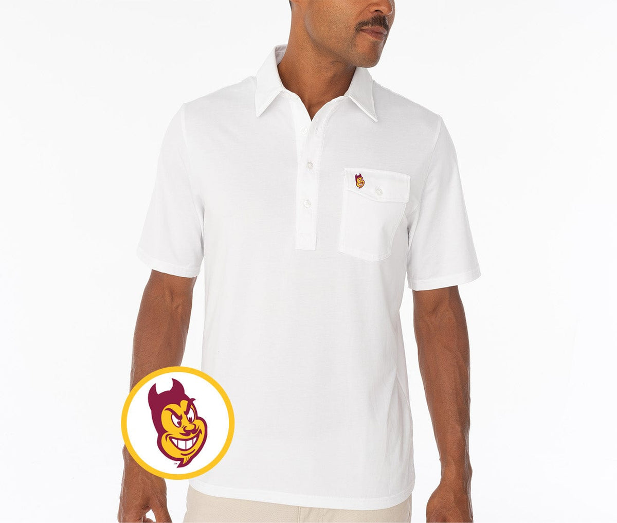 Criquet Arizona State in Coach's Performance Players Shirt, Sparky, White, view 1