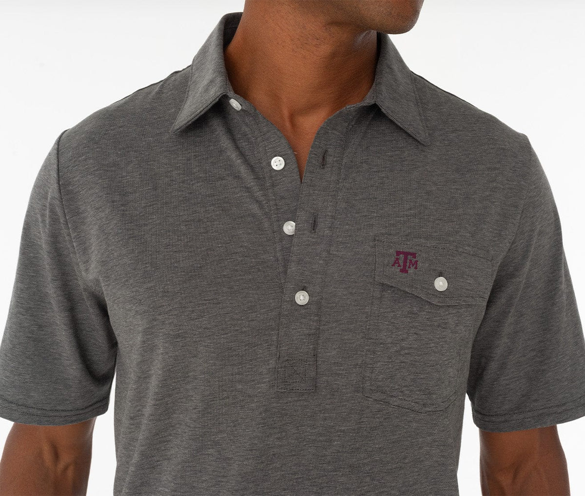Criquet Texas A&M in Coach's Performance Players Shirt, A&M Mark, Heather Gray, view 2