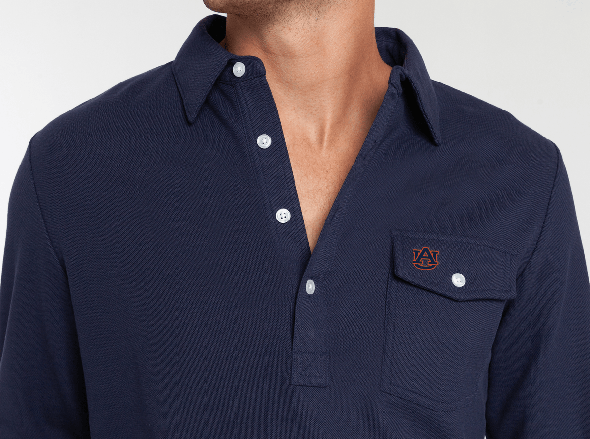 Auburn - Coach's Long Sleeve Players Shirt - Interlock - Peacoat
