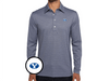 BYU - Coach's Long Sleeve Range Polo - Oval - Navy Stripe