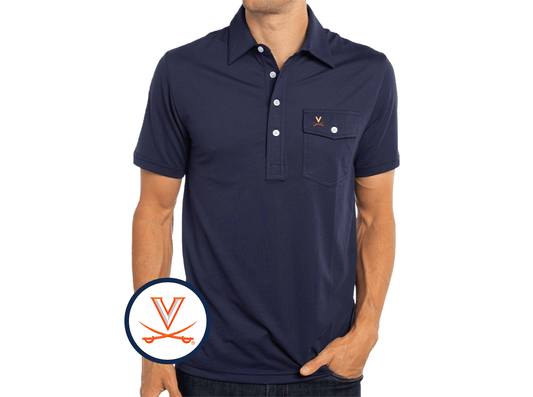 Criquet Virginia in Coach's Performance Players Shirt, V Mark, Navy, view 1