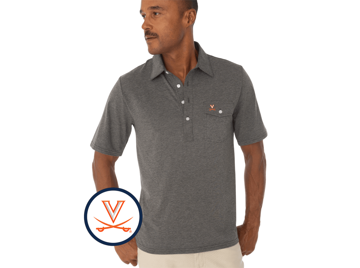 Criquet Virginia in Coach's Performance Players Shirt, V Mark, Heather Grey, view 1