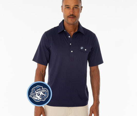 Criquet North Carolina in Coach's Performance Players Shirt, Tarheel Head, Navy, view 1