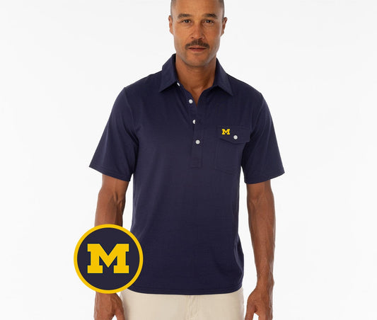 Criquet Michigan in Coach's Performance Players Shirt, M Logo, Navy, view 1