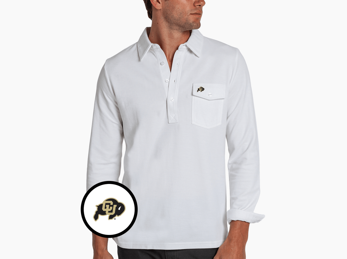 Criquet Colorado Long Sleeve Players Shirt in Buffalo, White, view 1