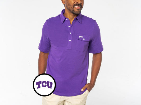 Criquet TCU in Coaches Players Shirt, TCU Mark, Purple, view 1