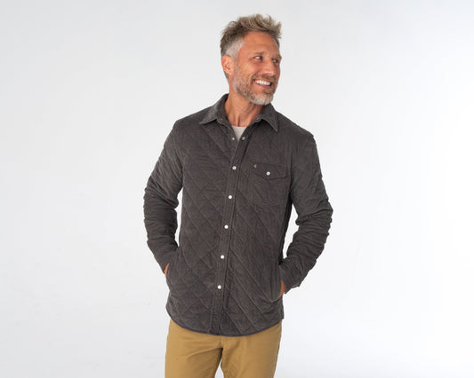 Criquet Corduroy Quilted Shacket in Midnight Ash, view 2