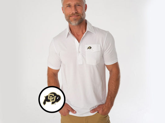 Criquet Colorado in Coaches Players Shirt, CU Buff, White, view 1