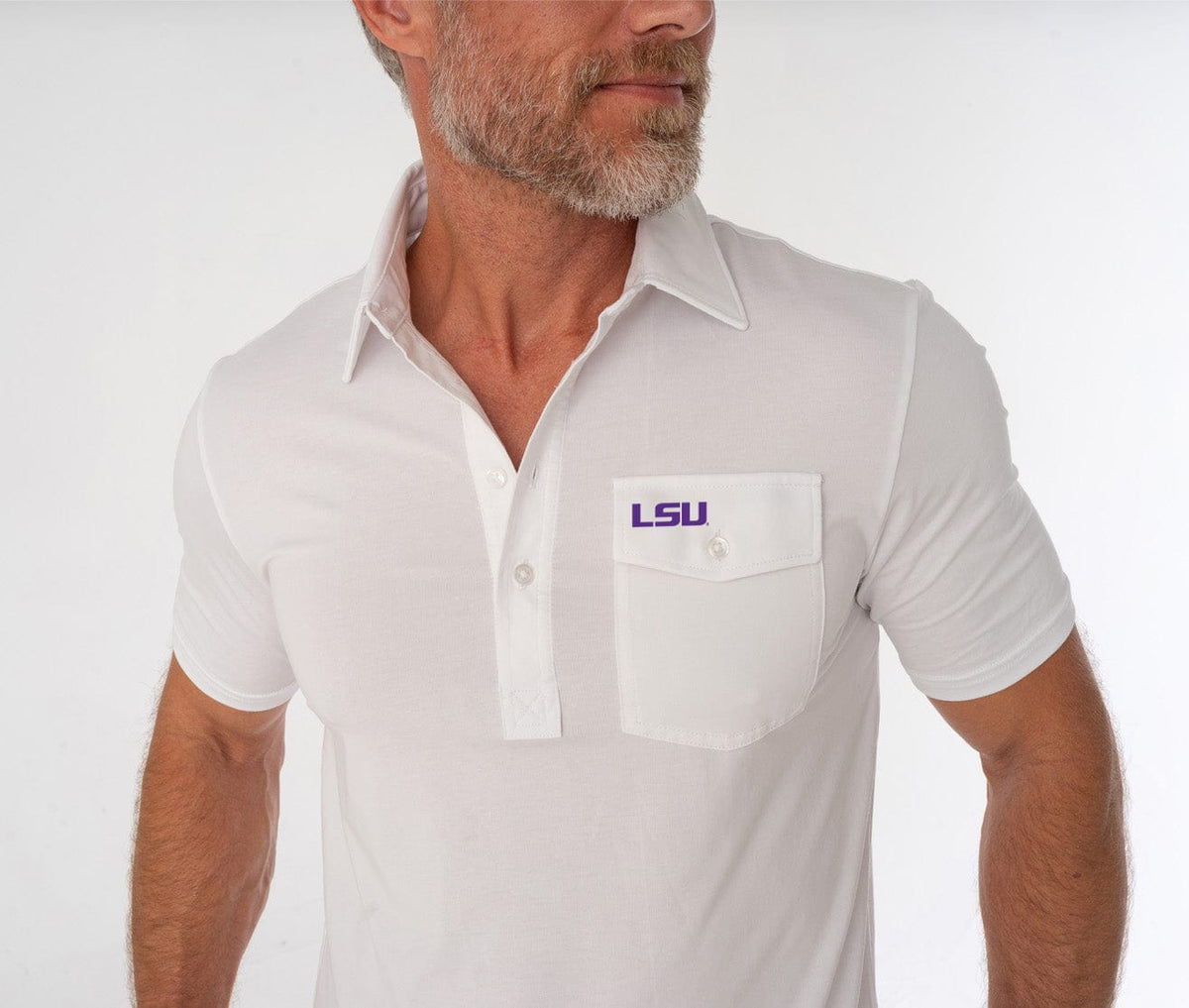Criquet LSU in Coach's Performance Players Shirt, LSU, White, view 3