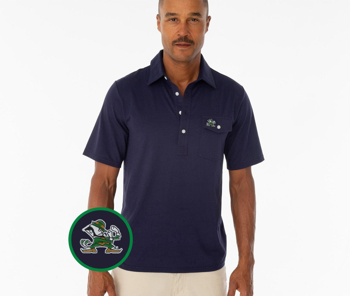 Criquet Notre Dame in Coach's Players Shirt, Leprechaun, Navy, view 1