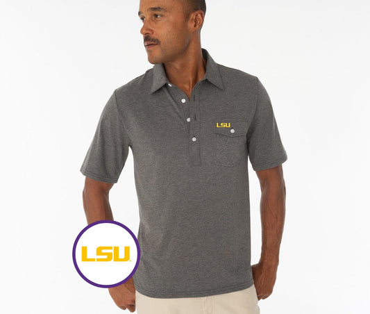 Criquet LSU in Coach's Performance Players Shirt, LSU, Heather Gray, view 1