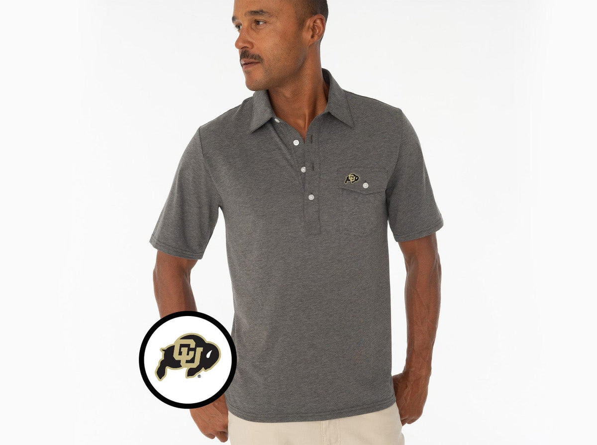 Criquet Colorado in Coaches Players Shirt, CU Buff, Heather Grey, view 1