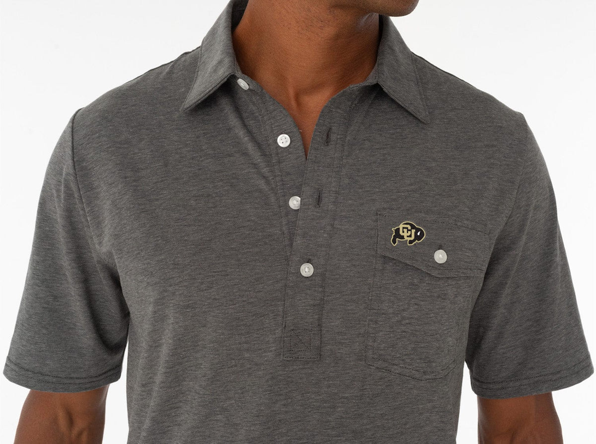 Criquet Colorado in Coaches Players Shirt, CU Buff, Heather Grey, view 2
