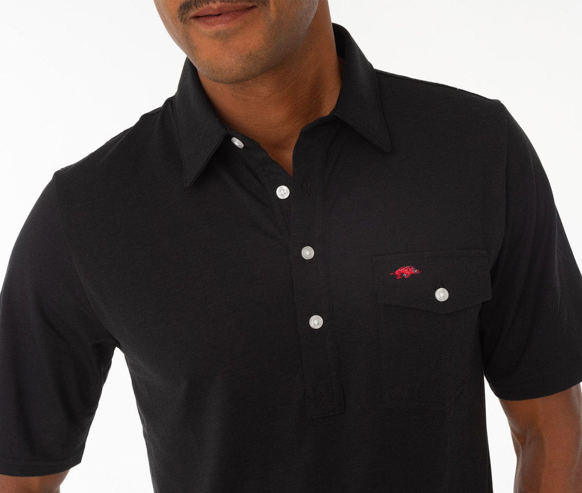 Criquet Arkansas in Coach's Performance Players Shirt, Hog, Black, view 3