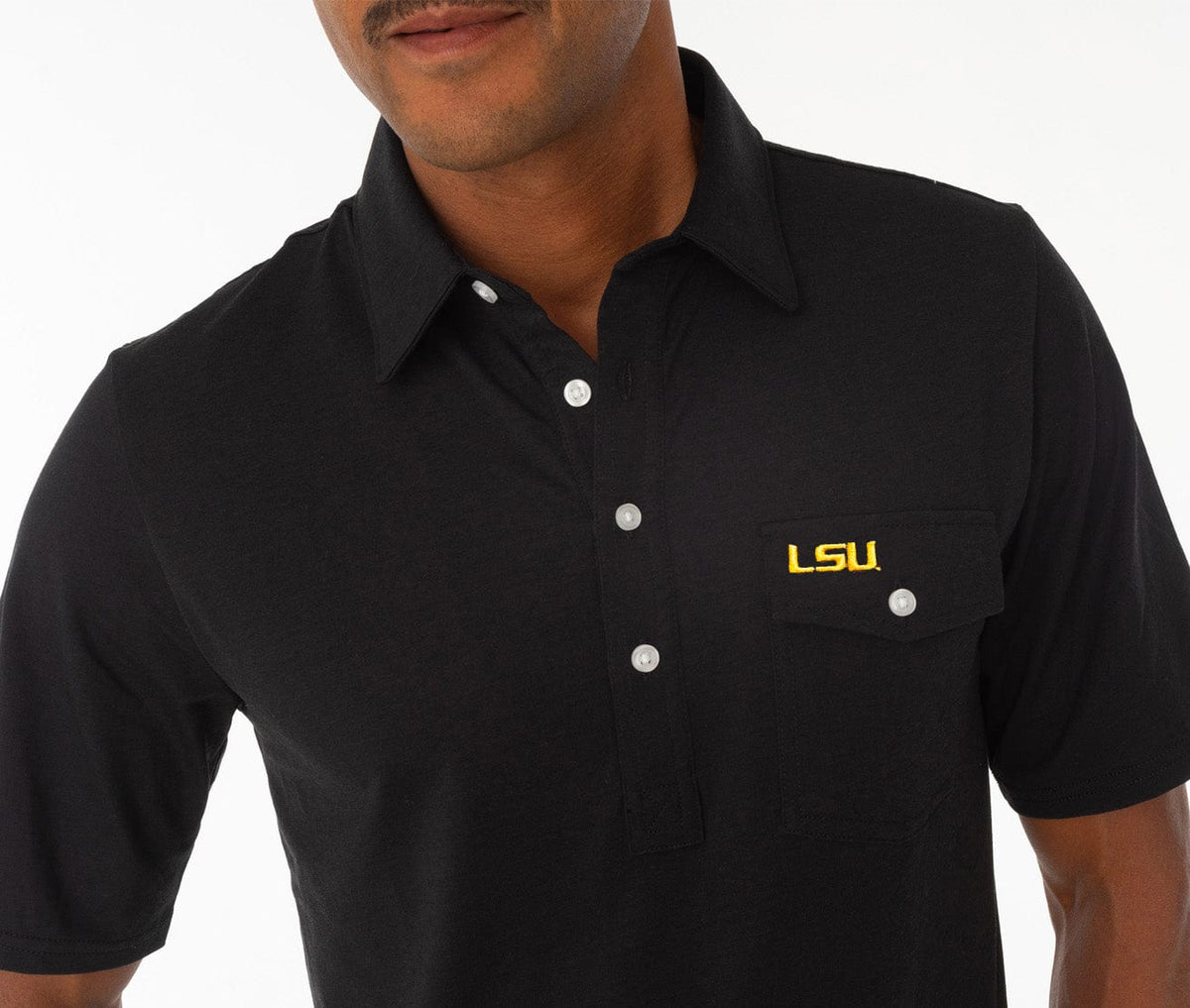 Criquet LSU in Coach's Performance Players Shirt, LSU, Black, view 2
