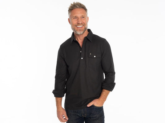 Criquet Long Sleeve Players Shirt in Blackstone, view 1