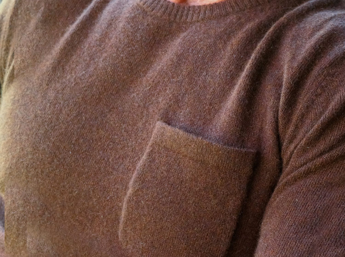 Criquet Legacy Cashmere Pocket Crew in Espresso, view 4